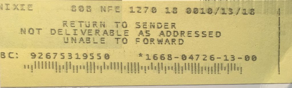 changed addressed without mail forward